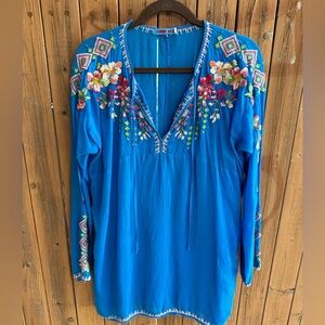 Johnny Was Beautiful Blue Top